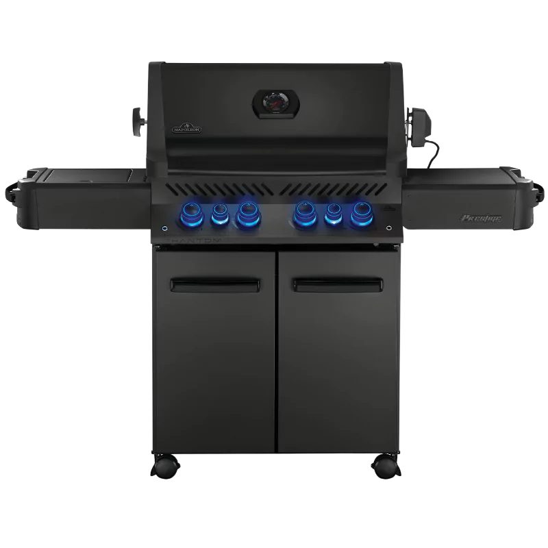 Napoleon PHANTOM PRESTIGE 500 6-Burner - Liquid Propane Grill Satin Black with Infrared Side & Rear Burners 80,000 BTU P500RSIBPK-3-PHM