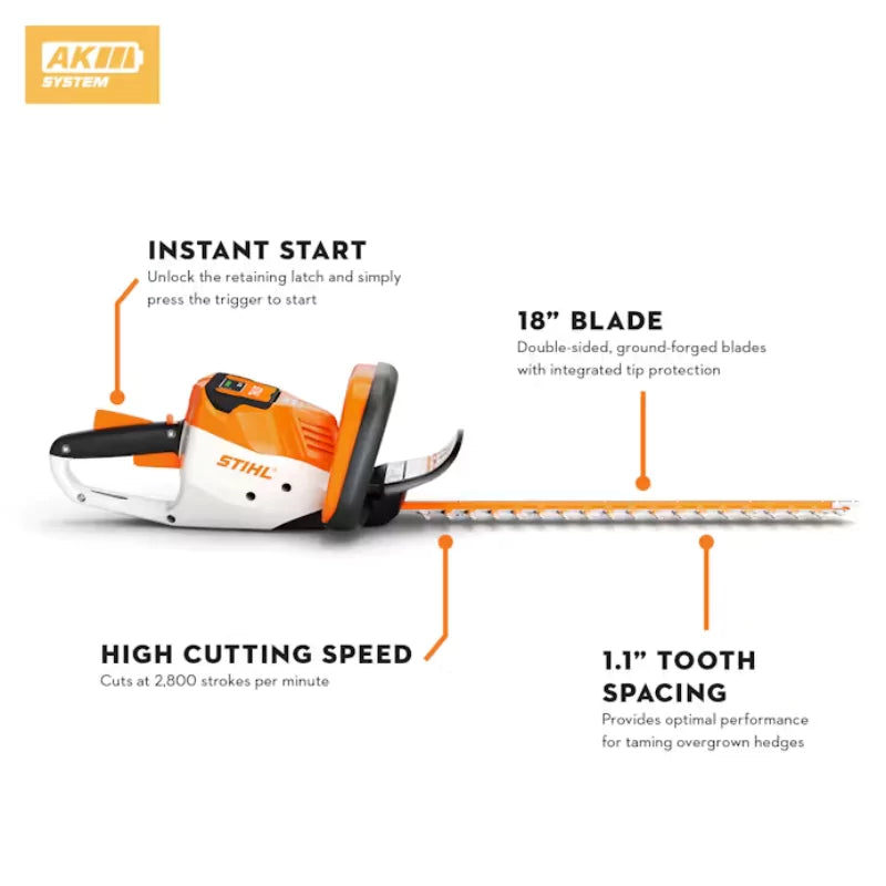 STIHL HSA 56 Lightweight Battery Powered Hedge Trimmer 18-inch.