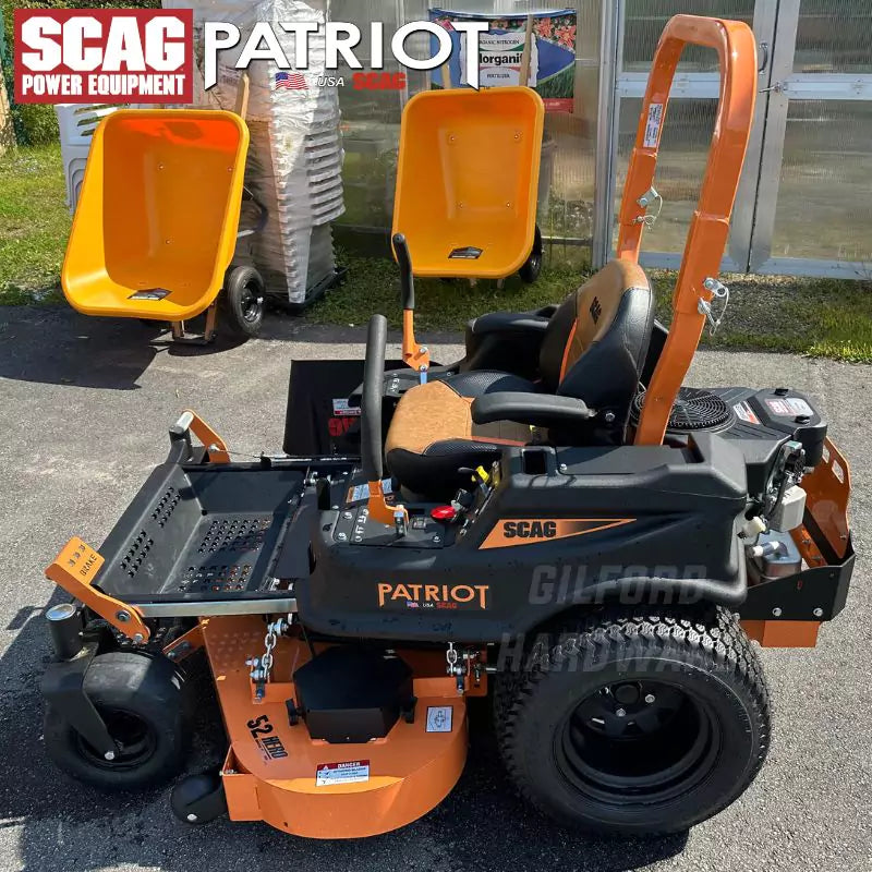 Scag Patriot Zero Turn Ride On Lawn Mower With 52-Inch Hero Cutter Deck And 27 HP SR Engine