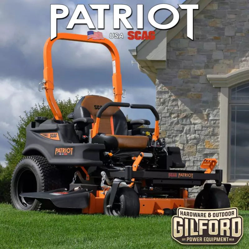 Scag Patriot Zero Turn Ride On Lawn Mower With 52-Inch Hero Cutter Deck And 27 HP SR Engine