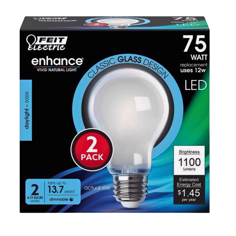 Feit Enhance Daylight LED Bulb 75 Watt A19 2-Pack. | Gilford Hardware