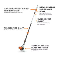 Thumbnail for STIHL HT 135 Gas Powered Telescoping Pole Saw and Pruner 11.6 ft. - 16 ft. Max 36.3 cc