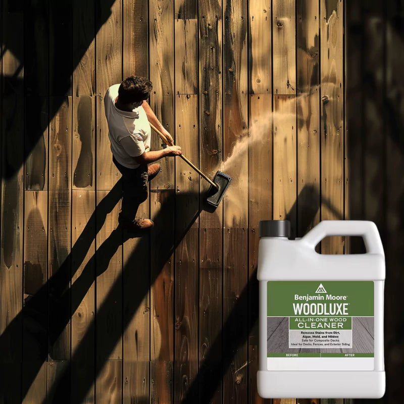 Benjamin Moore Woodluxe All-In-One Wood Cleaner for Composite Decks, Decks, Fences and Exterior Siding (018) Gallon