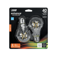 Thumbnail for Feit Electric Enhance A19 E26 (Medium) Filament LED Bulb Soft White 40 Watt Equivalence 2-Pack. | Gilford Hardware 