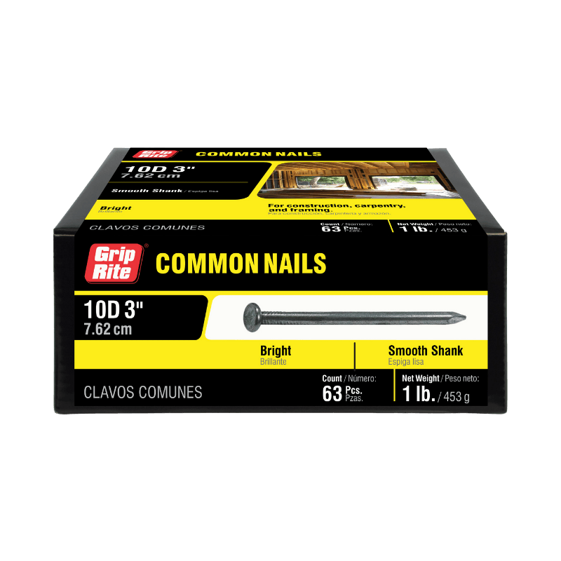 Grip-Rite Nail Bright Steel Flat 10D 3-in. 1 lb. | Gilford Hardware 