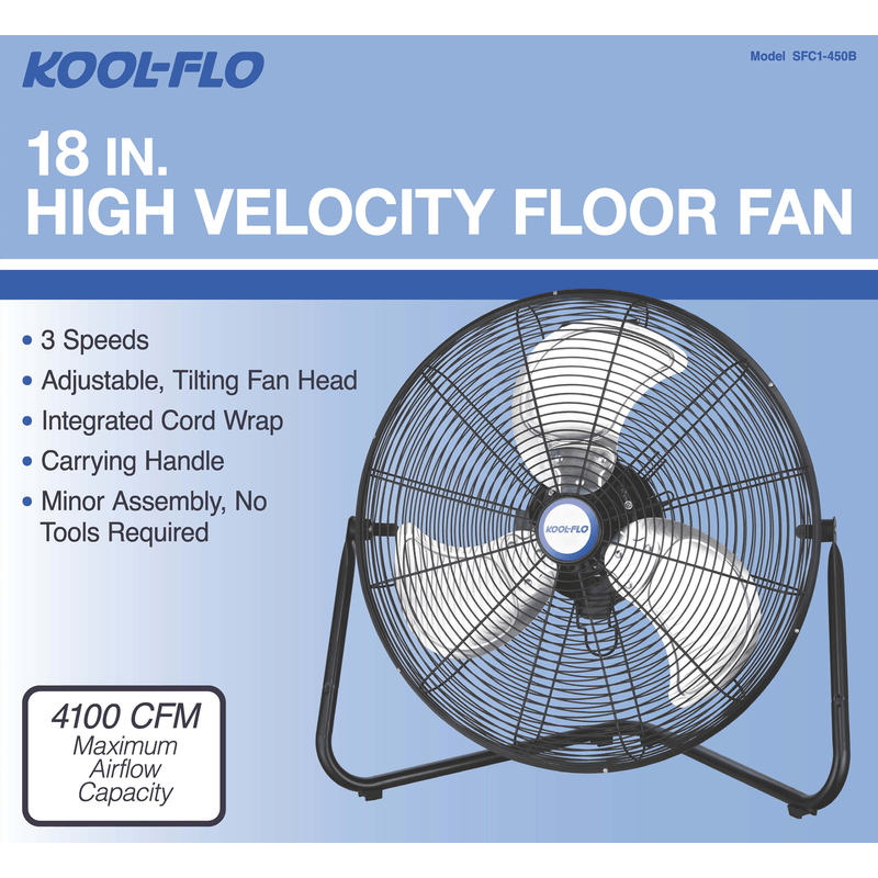 KOOL-FLO High Velocity Fan 3 speed 22.83 in. H x 20 in. Dia.  | Gilford Hardware