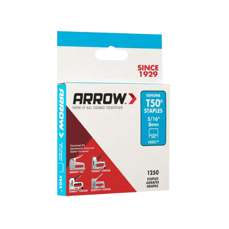 Arrow T50 Heavy Duty Crown Staples 3/8" x 5/16" 1250-Pack. | Gilford Hardware