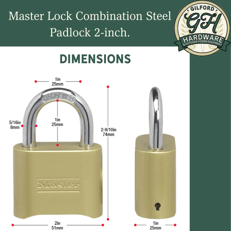 Master Lock Combination Steel Padlock 2-inch. | Gilford Hardware 