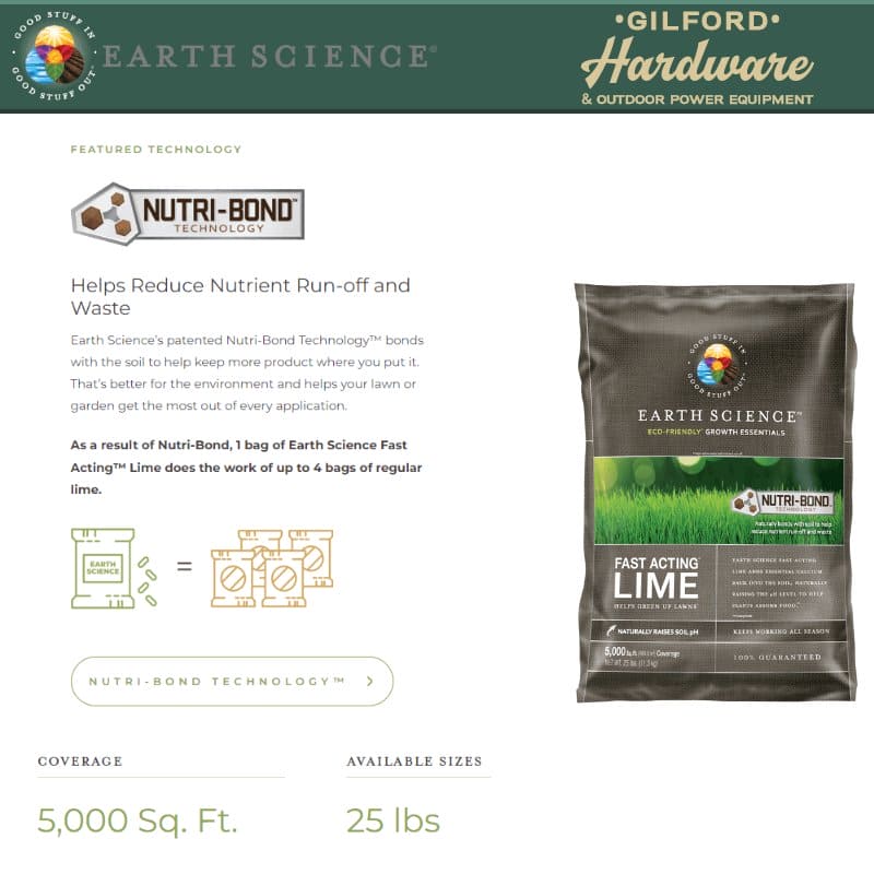 Earth Science Fast Acting Lime Lime 5000 ft² 25 lb. | Gilford Hardware 