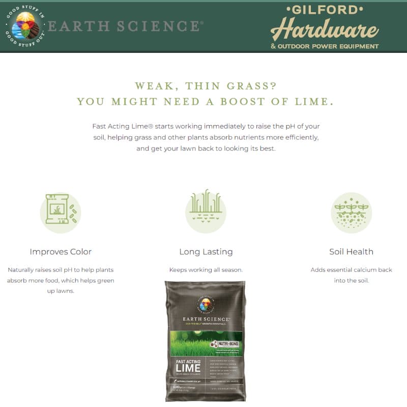 Earth Science Fast Acting Lime Lime 5000 ft² 25 lb. | Gilford Hardware 