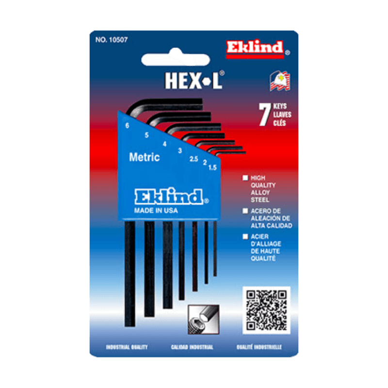 Eklind Short Arm Hex L-Key Set Metric 7-pack. | Gilford Hardware