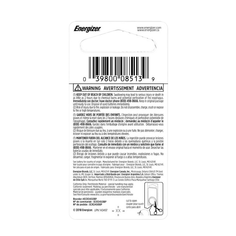 Energizer Lithium Battery Keyless Entry 2450 3 volts | Gilford Hardware