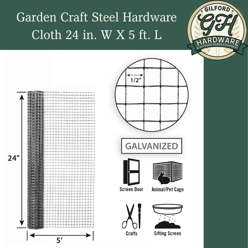 Garden Craft Steel Hardware Cloth 24 in. W X 5 ft. L | Gilford Hardware