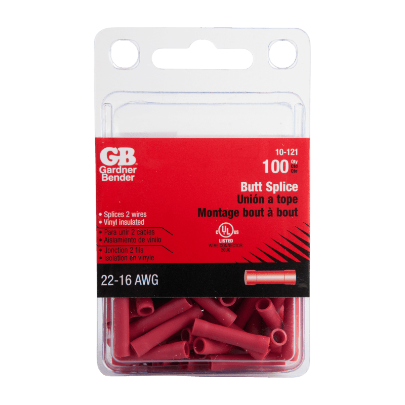 Gardner Bender Insulated Wire Butt Splice Red 22-16 Ga. 100-Pack. | Gilford Hardware 