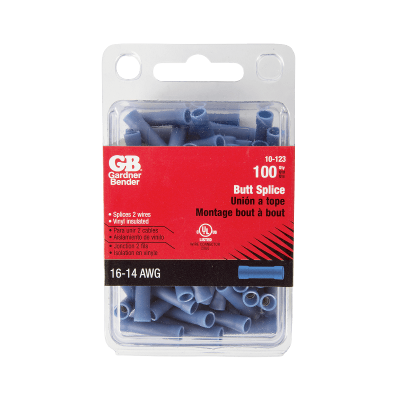 Gardner Bender 16-14 Ga. Insulated Wire Butt Splice Blue 100-Pack. | Gilford Hardware 