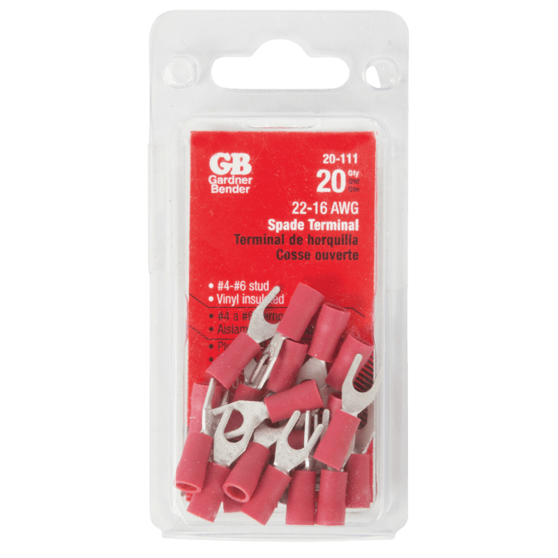 Gardner Bender Insulated Wire Spade Terminal Red 22-18 Ga. 20-Pack. | Gilford Hardware 