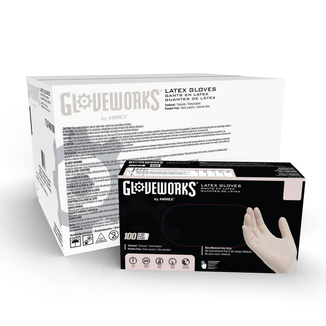 Gloveworks Latex Disposable Gloves Medium Ivory Powder Free 100-pack. | Gilford Hardware