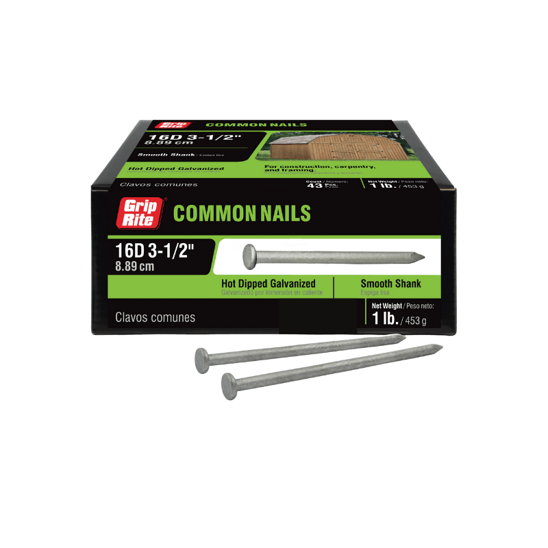 Grip-Rite 16D 3-1/2" Common Galvanized Nail Flat 1 lb. | Gilford Hardware 