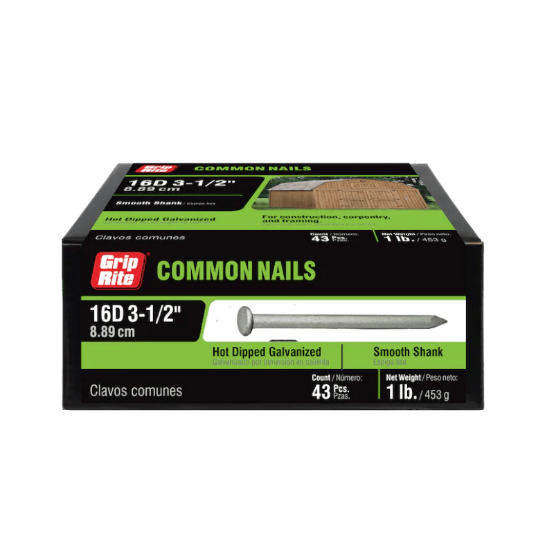 Grip-Rite 16D 3-1/2" Common Galvanized Nail Flat 1 lb. | Gilford Hardware 