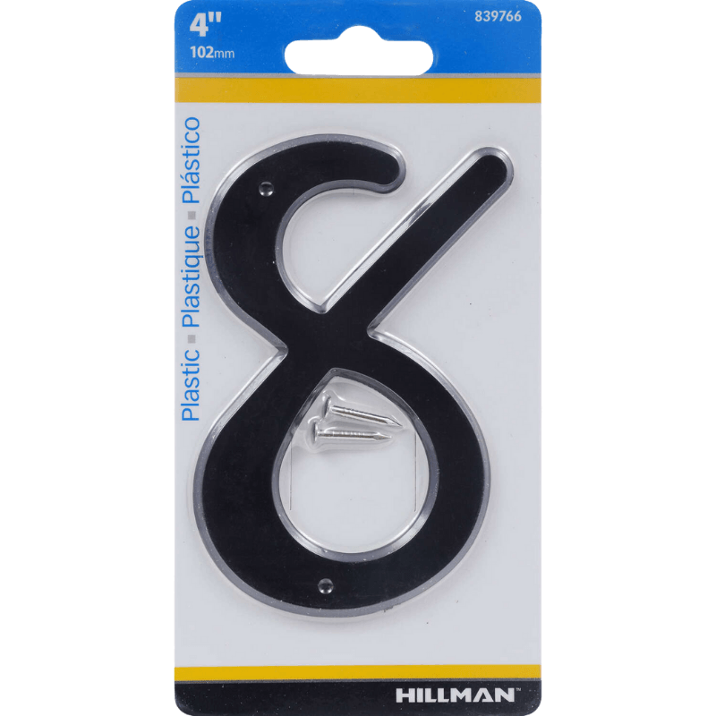 Hillman Black Plastic Nail-On Number | Gilford Hardware 