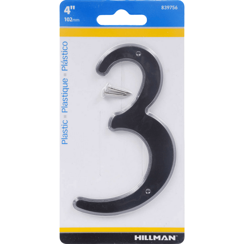 Hillman Black Plastic Nail-On Number | Gilford Hardware 