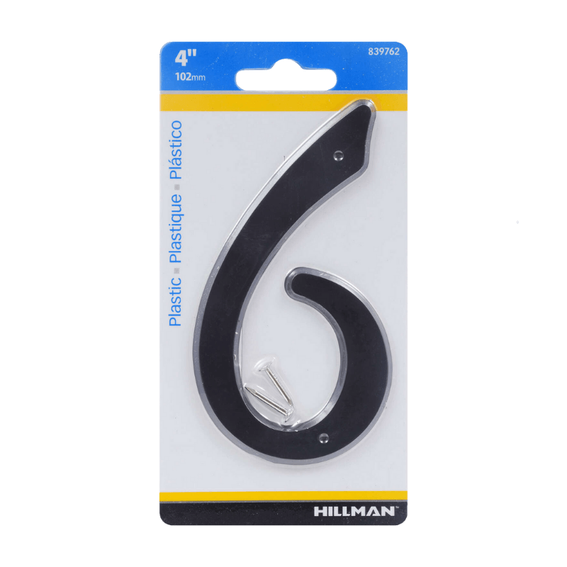 Hillman Black Plastic Nail-On Number | Gilford Hardware 