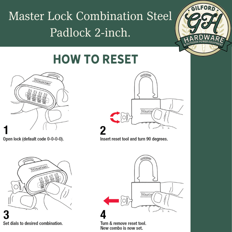 Master Lock Combination Steel Padlock 2-inch. | Gilford Hardware 