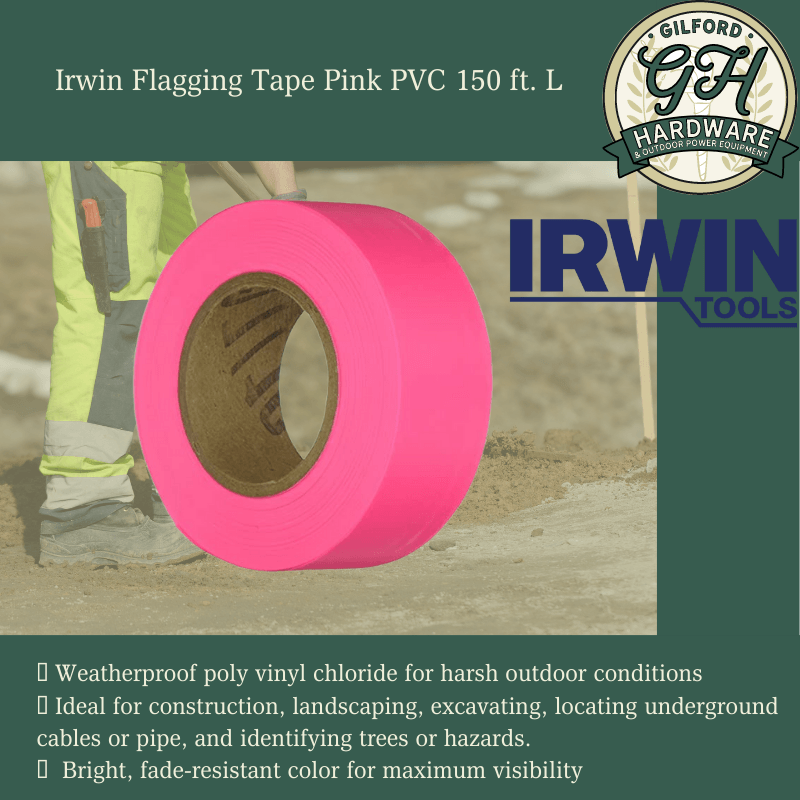 Irwin Flagging Tape Pink PVC 150 ft. L | Gilford Hardware