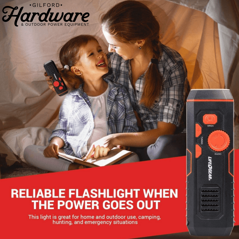 Life + Gear Stormproof Crank Radio and Flashlight | Gilford Hardware