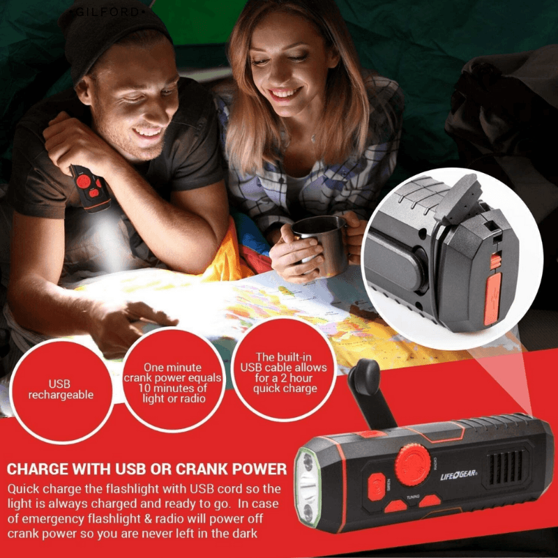 Life + Gear Stormproof Crank Radio and Flashlight | Gilford Hardware