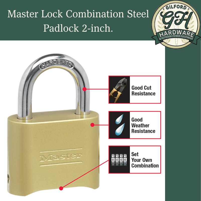 Master Lock Combination Steel Padlock 2-inch. | Gilford Hardware 