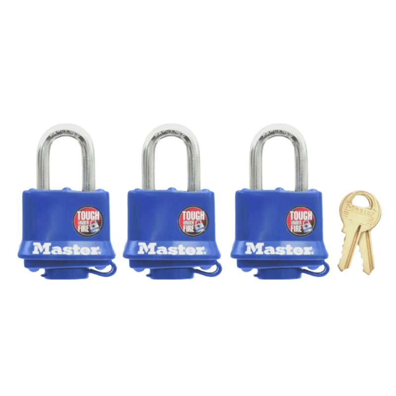 Master Lock 2X Vinyl Padlock 1-9/16" 3-Pack. | Gilford Hardware