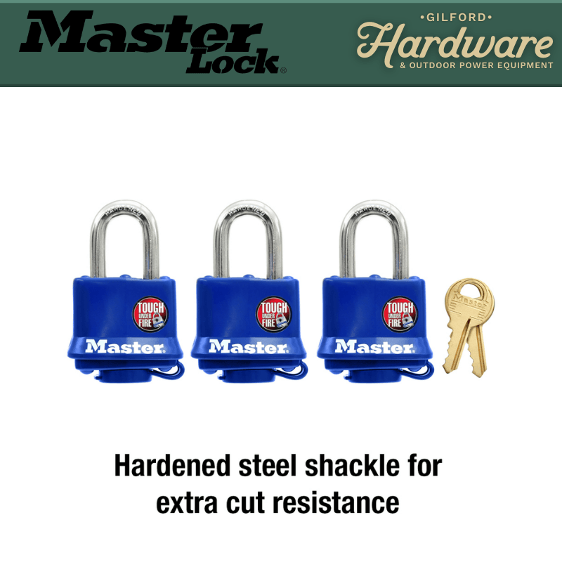 Master Lock 2X Vinyl Padlock 1-9/16" 3-Pack. | Gilford Hardware