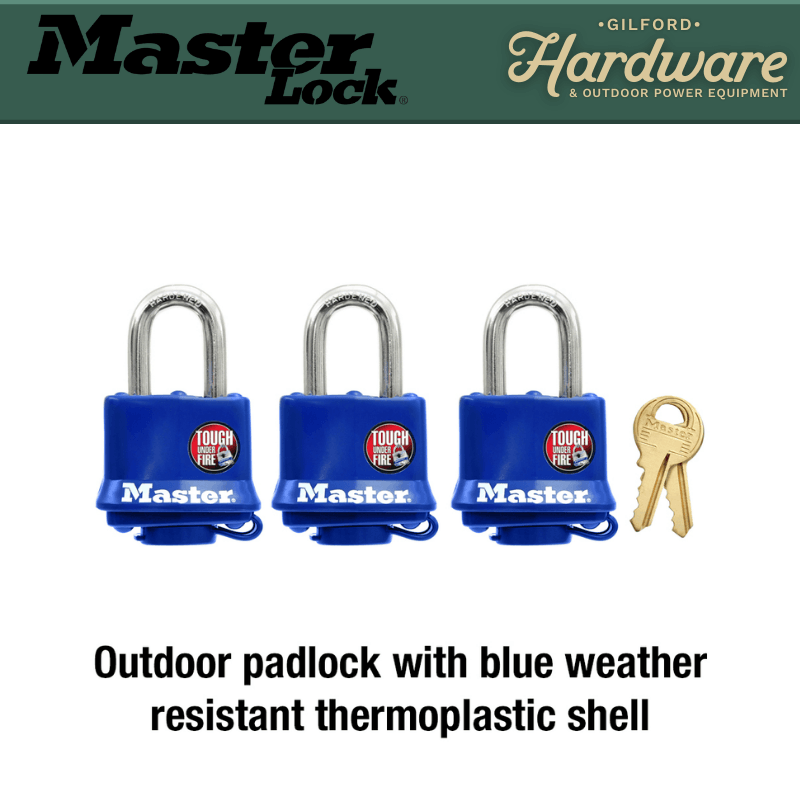 Master Lock 2X Vinyl Padlock 1-9/16" 3-Pack. | Gilford Hardware