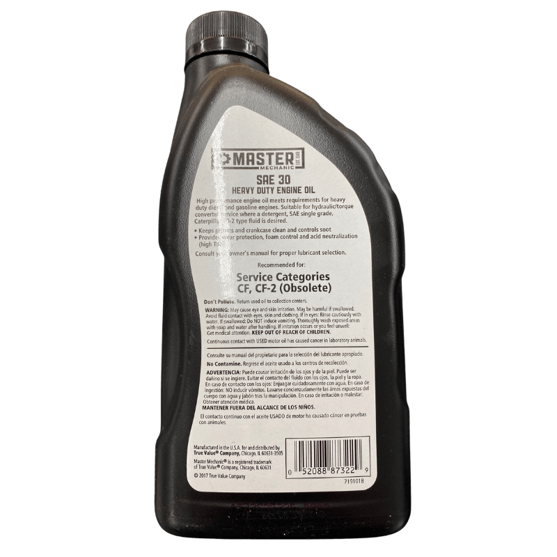 Master Mechanic SAE 30 Heavy-Duty Engine Oil Quart. | Gilford Hardware 