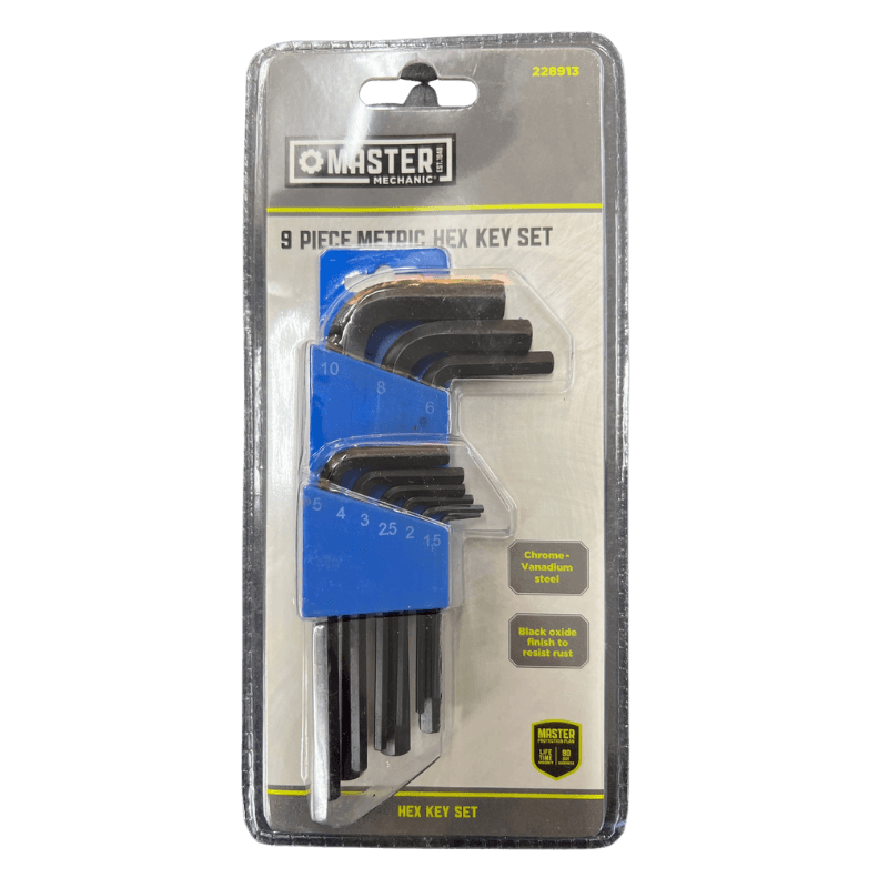 Master Mechanic Metric Hex-L Key Set 9-piece. | Gilford Hardware