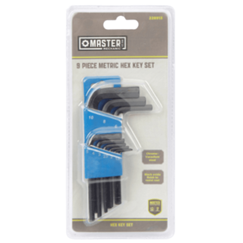 Master Mechanic Metric Hex-L Key Set 9-piece. | Gilford Hardware