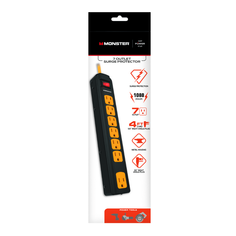 Monster Power Strip 7 Outlet/Surge Protector 4 ft. | Gilford Hardware