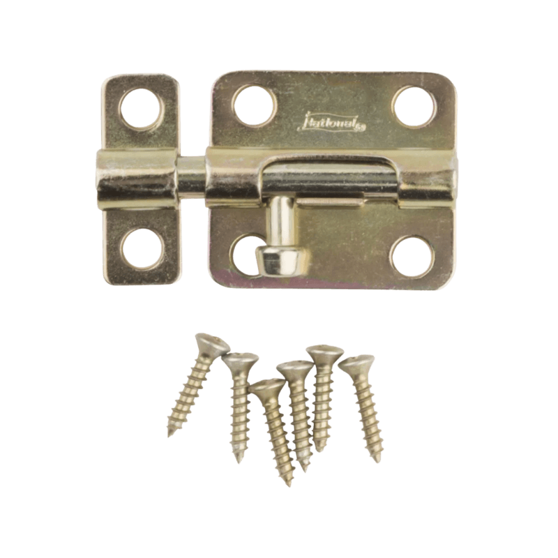 National Hardware Barrel Bolt Brass Plated Steel 2-1/2" | Gilford Hardware