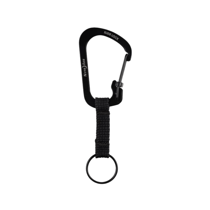 Nite Ize SlideLock Black Carabiner Key Ring 1.5 in.  | Gilford Hardware