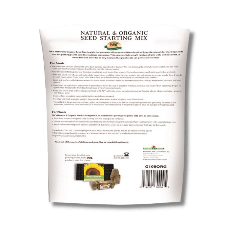 NK Organic Seed Starting Mix Flower and Vegetable 8 qt. | Gilford Hardware