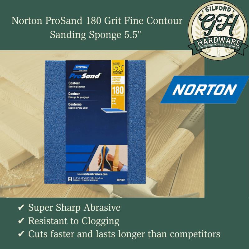 Norton ProSand 180 Grit Fine Contour Sanding Sponge 5.5"  | Gilford Hardware