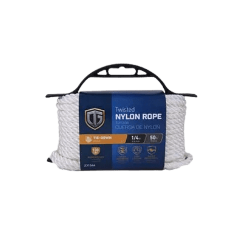 Tru Guard Twisted White Nylon Rope 1/4" x 50' | Gilford Hardware