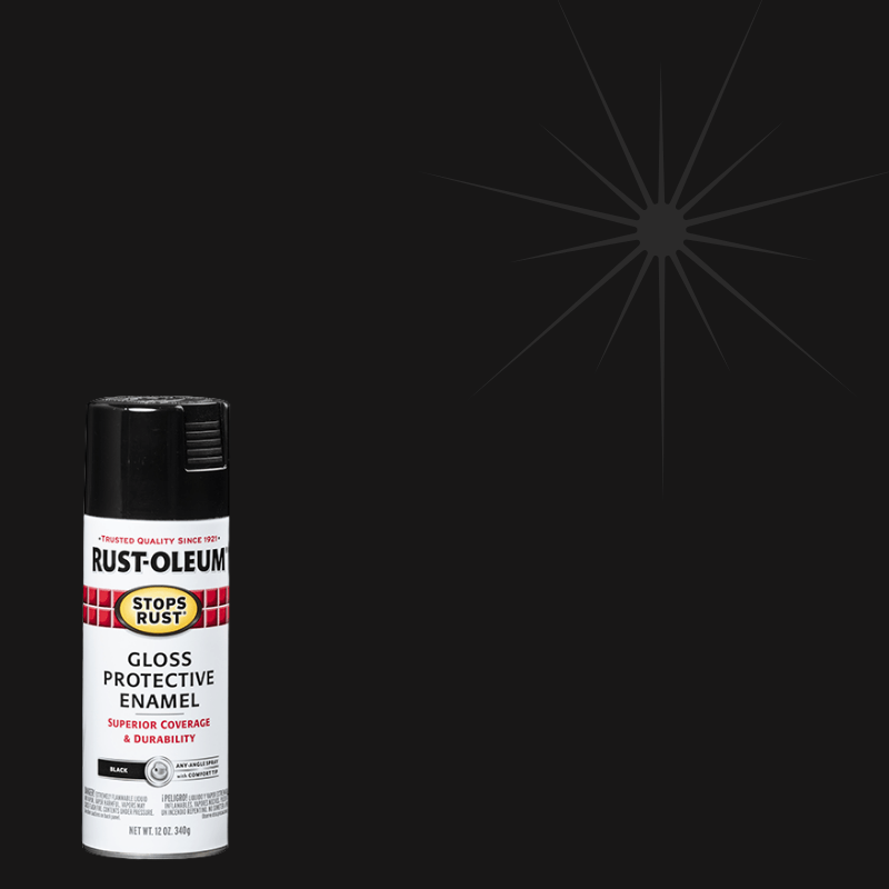 Rust-Oleum Stops Rust Gloss Black Spray Paint 12 oz. | Gilford Hardware