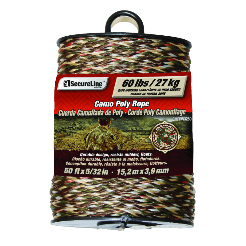 SecureLine Camouflage Braided Poly Rope 5/32" X 50' | Gilford Hardware