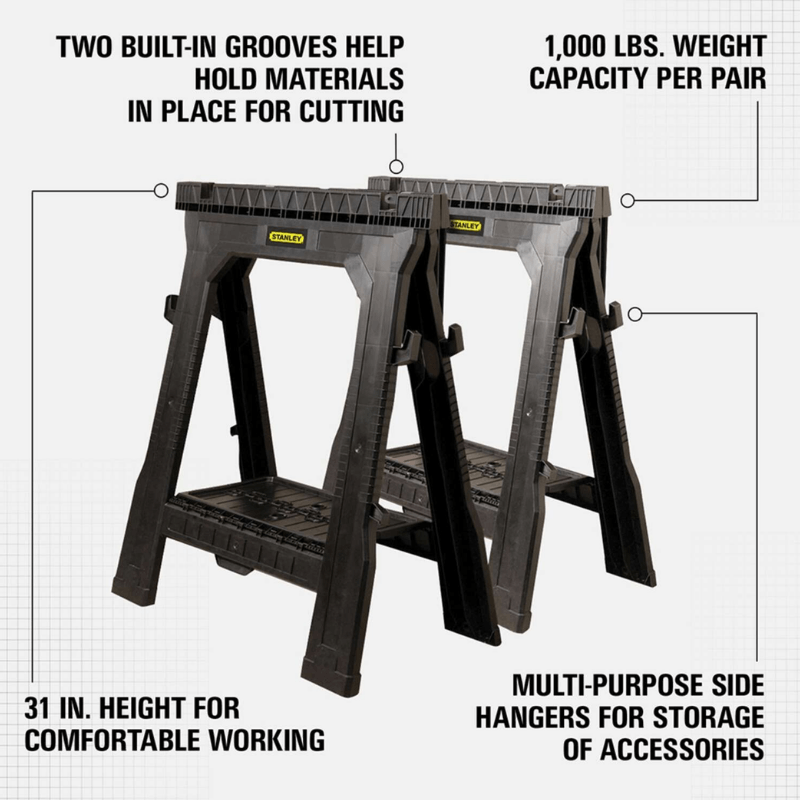 Stanley Portable Folding Sawhorse 2-Pack. | Gilford Hardware 