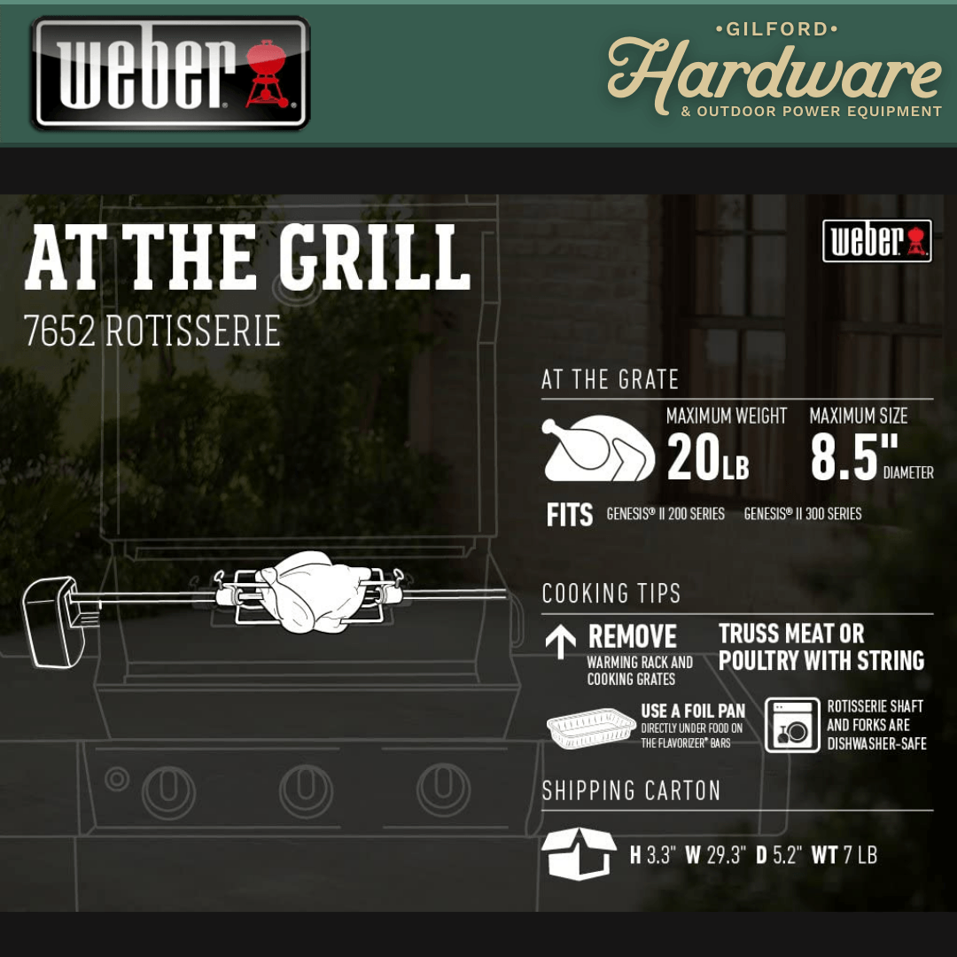 Weber Genesis 2 & 3 Rotisserie | Gilford Hardware