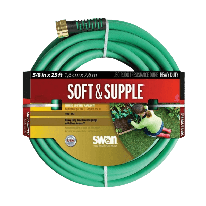 Swan Soft & Supple Garden Hose Heavy-Duty 5/8" x 25' | Gilford Hardware 