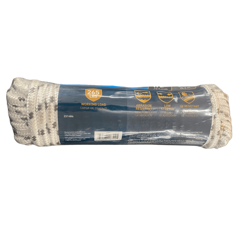 Tru Guard Diamond Braid Poly Rope White/Gray 1/2-inch x 50-ft. | Gilford Hardware 