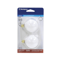 Thumbnail for Westinghouse 40 watt G16.5 Globe Incandescent Bulb E12 (Candelabra) White 2-Pack. | Gilford Hardware & Outdoor Power Equipment